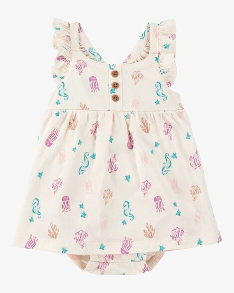 Baby Girl Sea Print Cotton Sunsuit | Carter's Inc