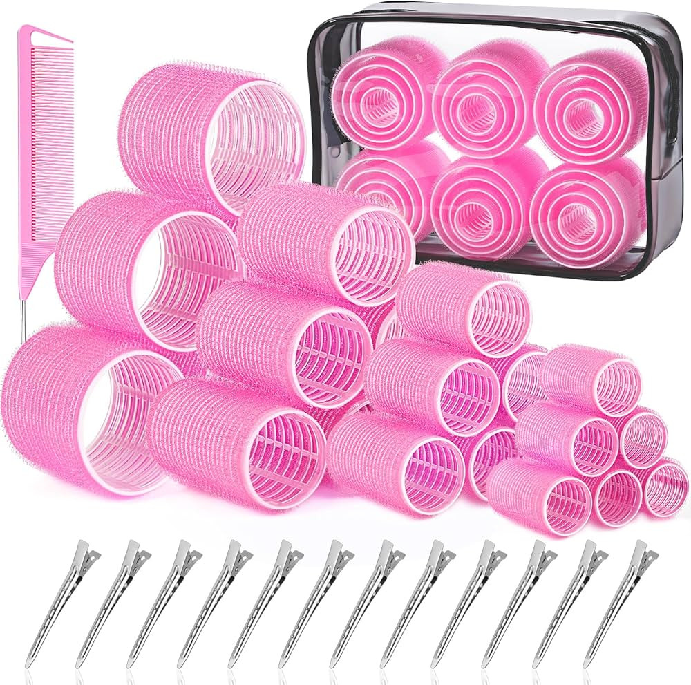 IKOCO Hair Rollers Set, 4 Sizes with 12 Clips and Comb - Self Grip Curlers for Long/Short Hair, T... | Amazon (US)