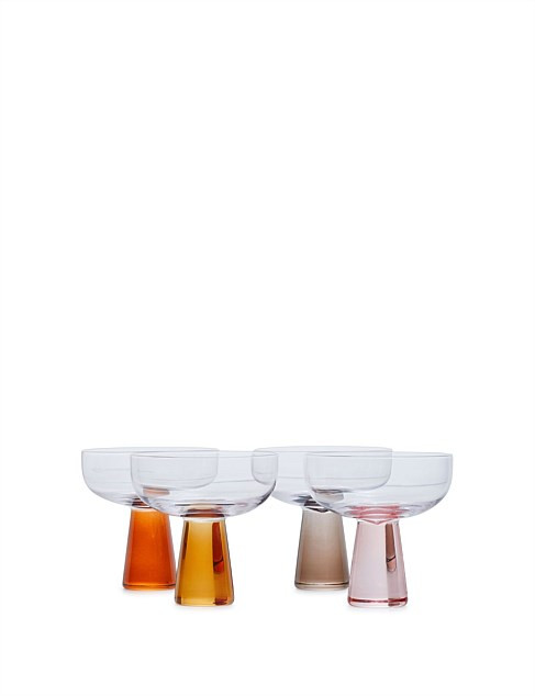 David Jones Bedford Coloured Stem Cocktail Glass Set Of 4 | David Jones | David Jones (Australia & New Zealand)