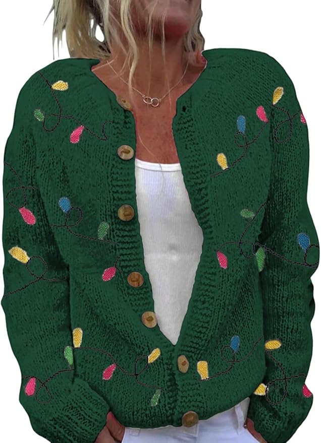 Fall Halloween Cardigans Sweater for Women Funny Holiday Graphic Long Sleeve Knit Button Down Swe... | Amazon (US)