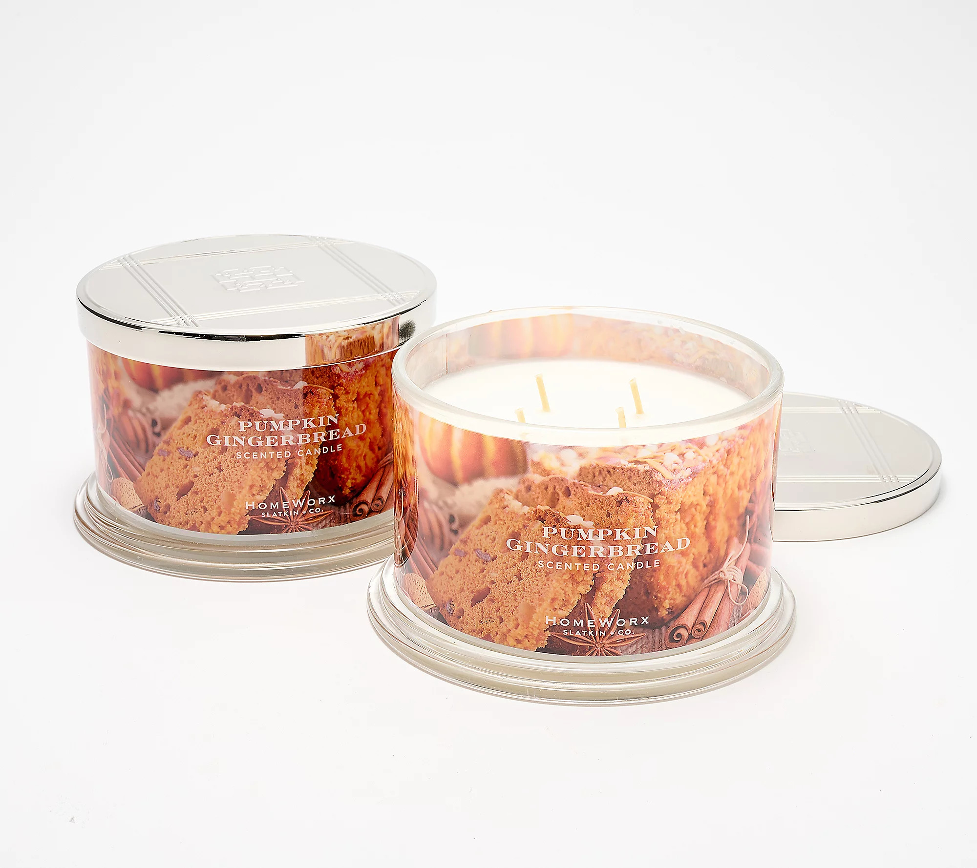 HomeWorx by Slatkin + Co. S/2 18-oz. Pumpkin Gingerbread | QVC