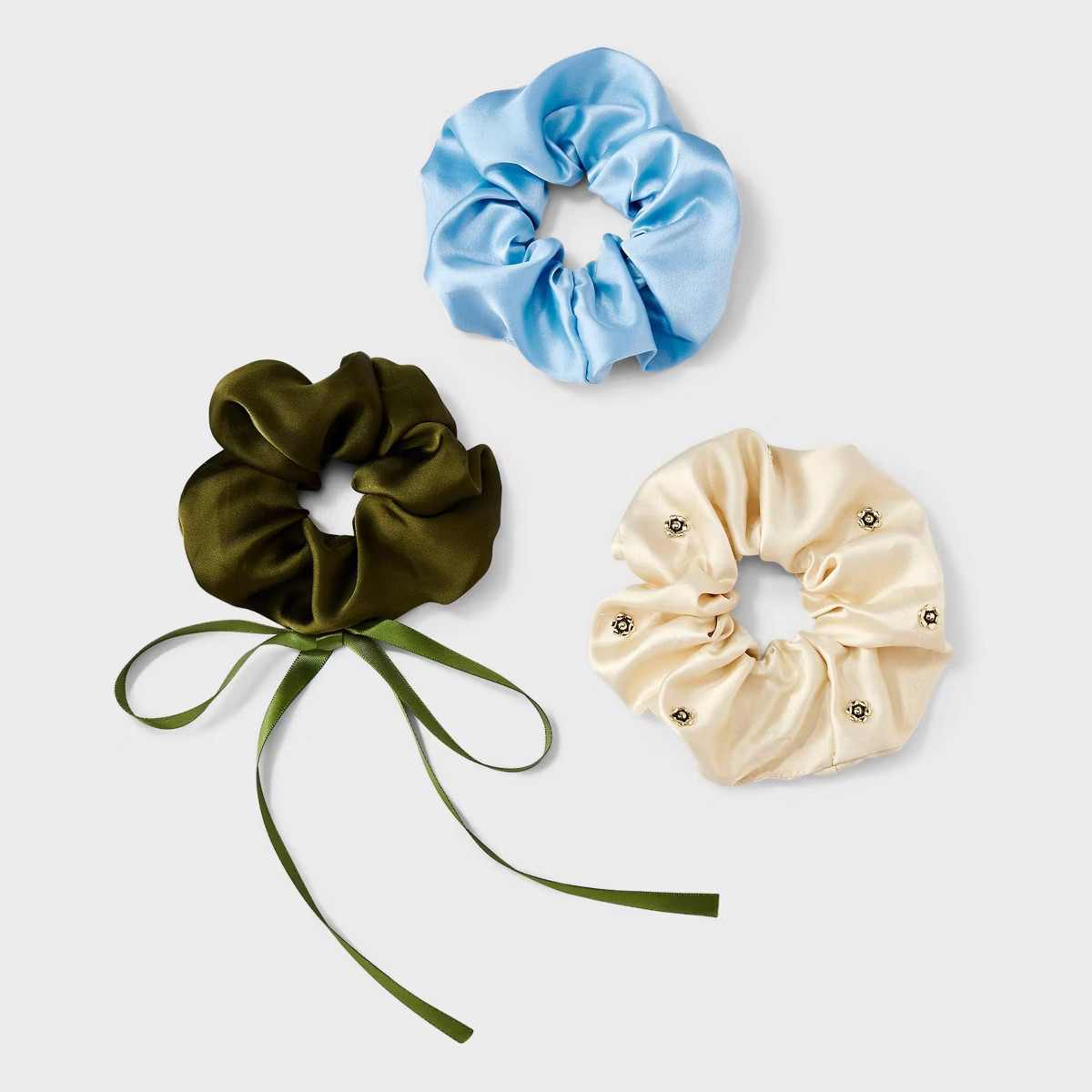 Hair Bow & Floral Hair Twister Set 3 pc - Wild Fable™ Green/Blue/Cream | Target