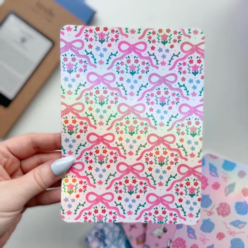 Garden Bows Kindle Insert | Holographic Floral Summer Aesthetic | Custom E-reader Decor | Bookish... | Etsy (US)