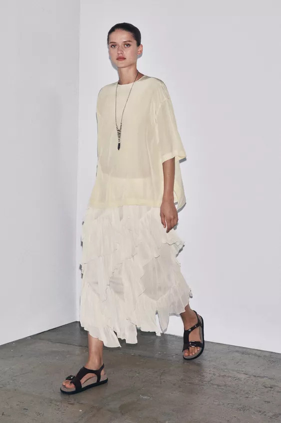 ZW COLLECTION COTTON GAUZE SKIRT | Zara UK