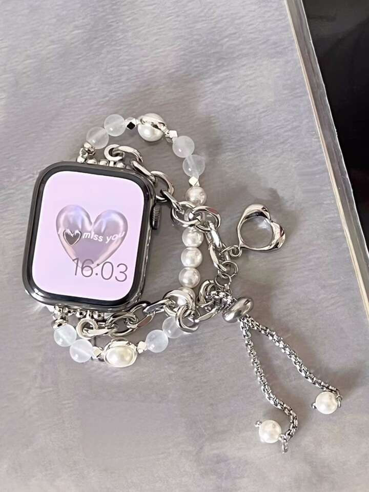 1pc Beaded Zinc Alloy Watchband Compatible With Apple Watch | SHEIN