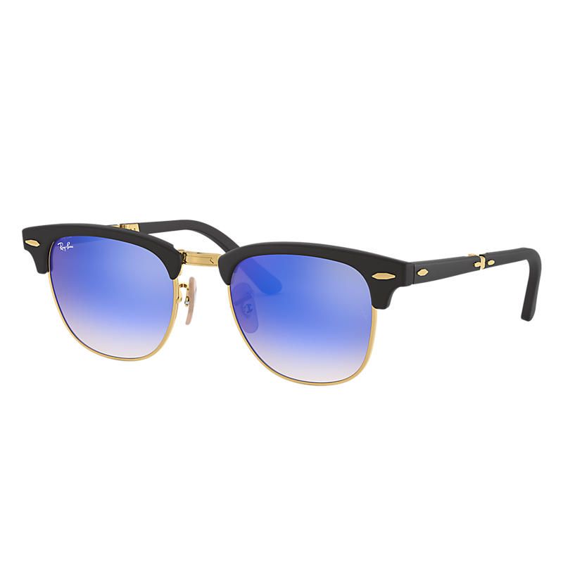 Ray-Ban Clubmaster Folding Flash Lenses Gradient Gold, Blue Lenses - RB2176 | Ray-Ban (US)
