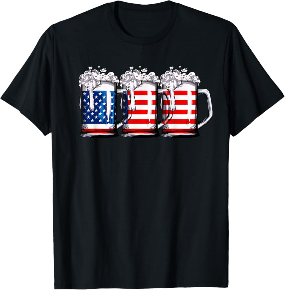 Beer American Flag 4th of July Shirts for Men Women Merica Drinking USA Tees T-Shirts | Amazon (US)