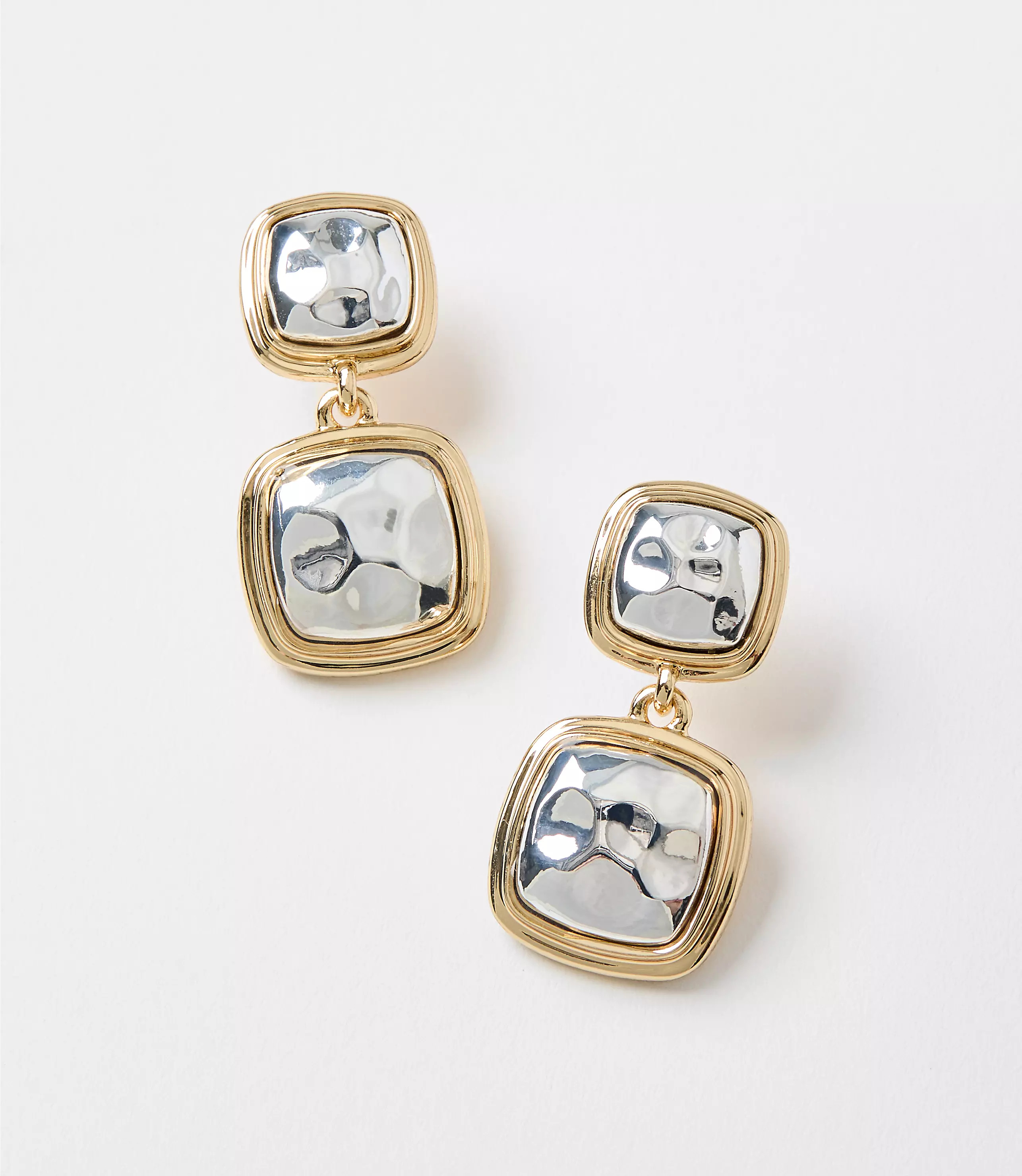 Mixed Metal Square Drop Earrings | LOFT