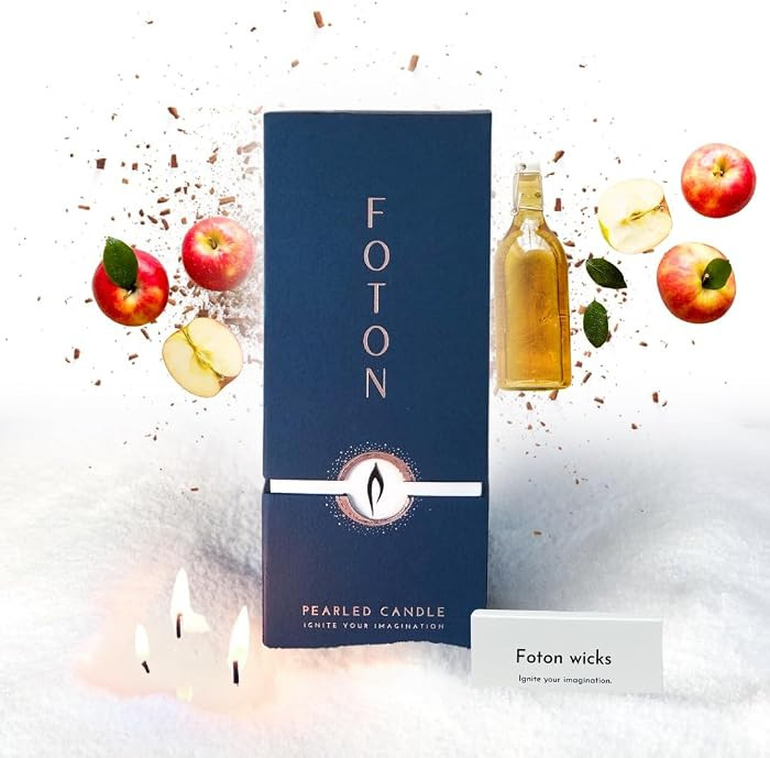 Foton Pearled Candle 18 Oz - Snowy Cider Non Toxic Luxury Long Lasting Powder Wax Sand Candles up... | Amazon (US)