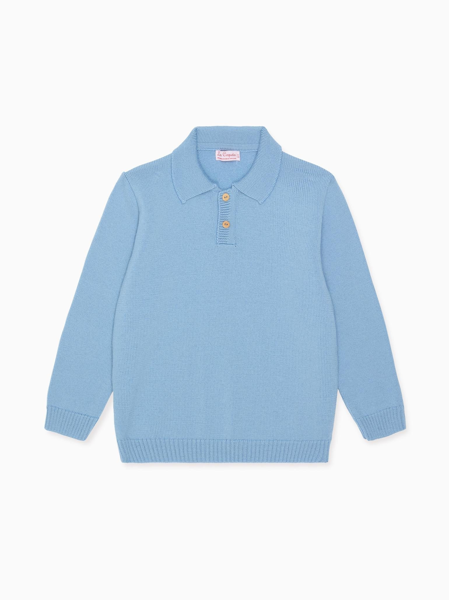 Dusty Blue Brio Merino Boy Jumper | La Coqueta (US)