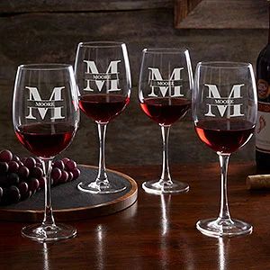 Lavish Last Name Engraved Red Wine Glass | Personalization Mall
