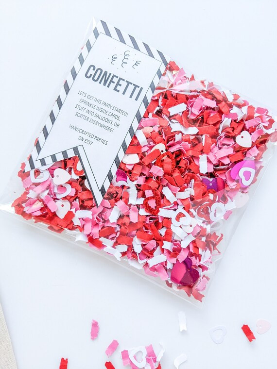Valentine's Day Confetti With Sequin Hearts  Red Pink | Etsy | Etsy (US)