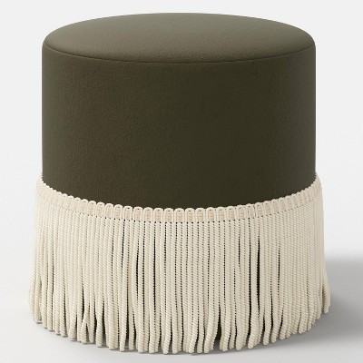 Fringe Ottoman Classic Velvet Loden Ivory - Threshold™ | Target