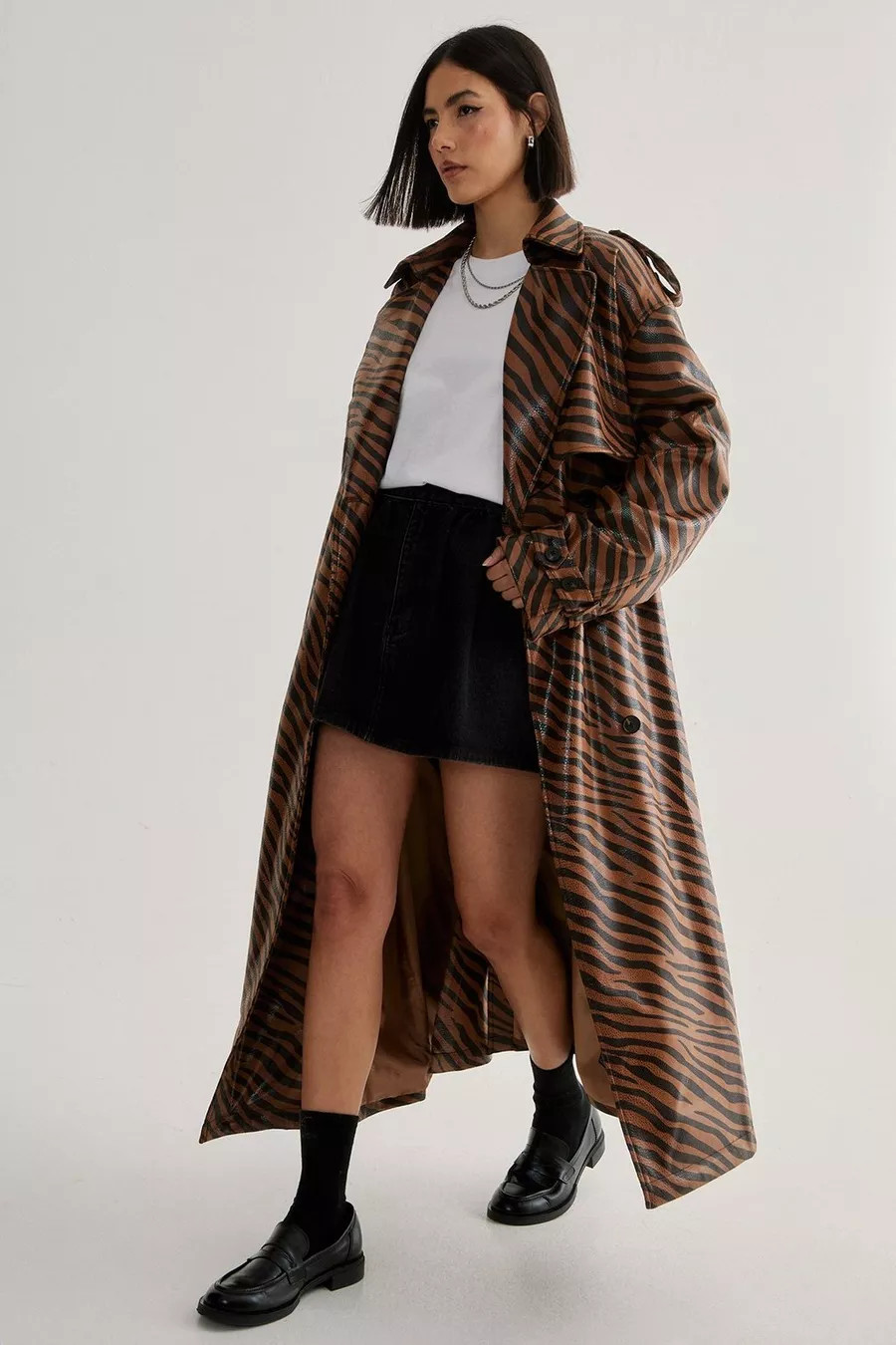 Neutral Zebra Trench Coat | Nasty Gal US