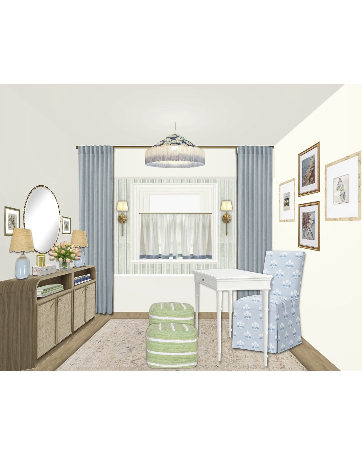 A gorgeous office redesign for a 70 square foot room off of the kitchen. Love this use of this space! 

#LTKHome #LTKdayinmylife #LTKSaleAlert