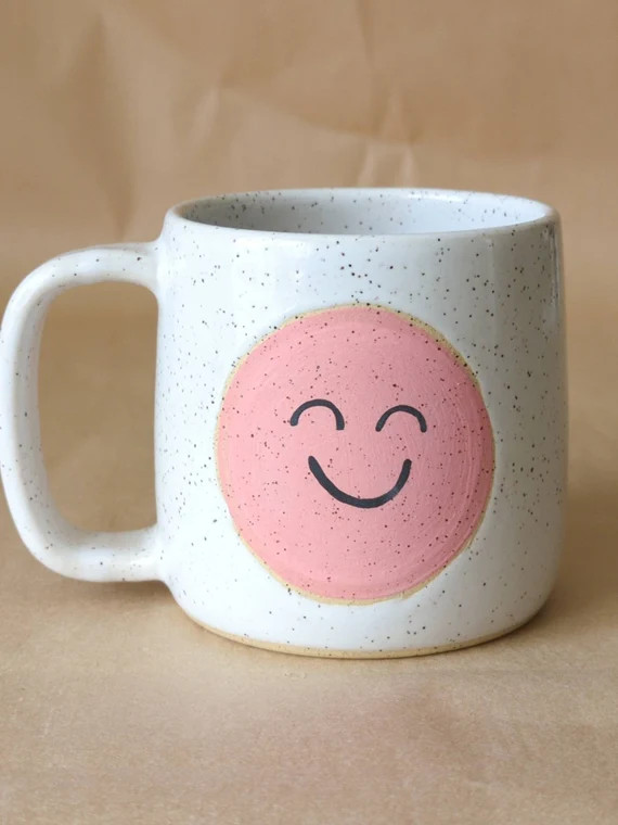 Smiley face mug, ceramic handmade coffee mug | Etsy (US)