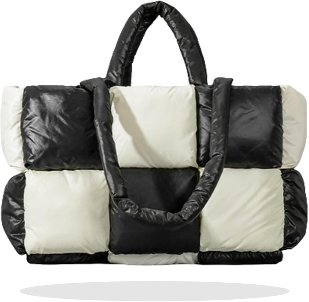 Jwiavrt Puffer Tote Bag for Women, Large Checkered Quilted Puffy Tote Bag Crossbody Handbag Shoul... | Amazon (US)