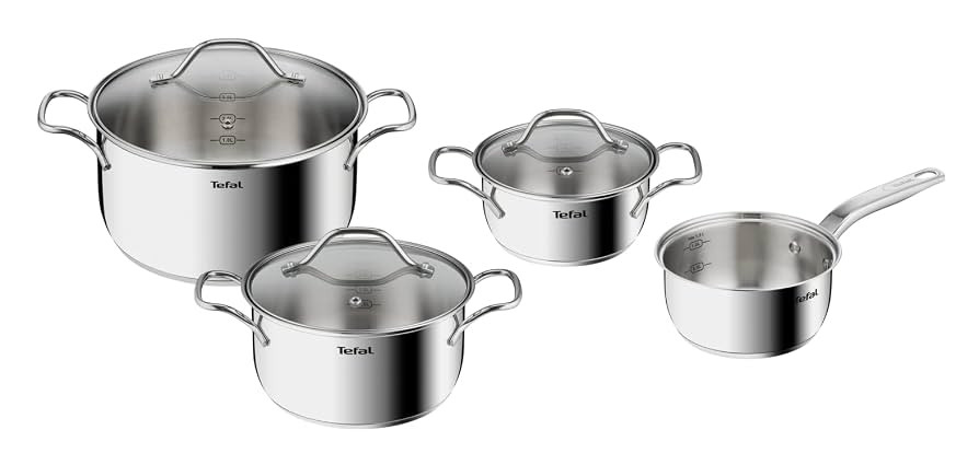 Tefal Intuition 4-teiliges Kochset, Stielkasserolle 16 cm, Kochtöpfe 16/20/24 cm, 5 Jahre Garant... | Amazon (DE)