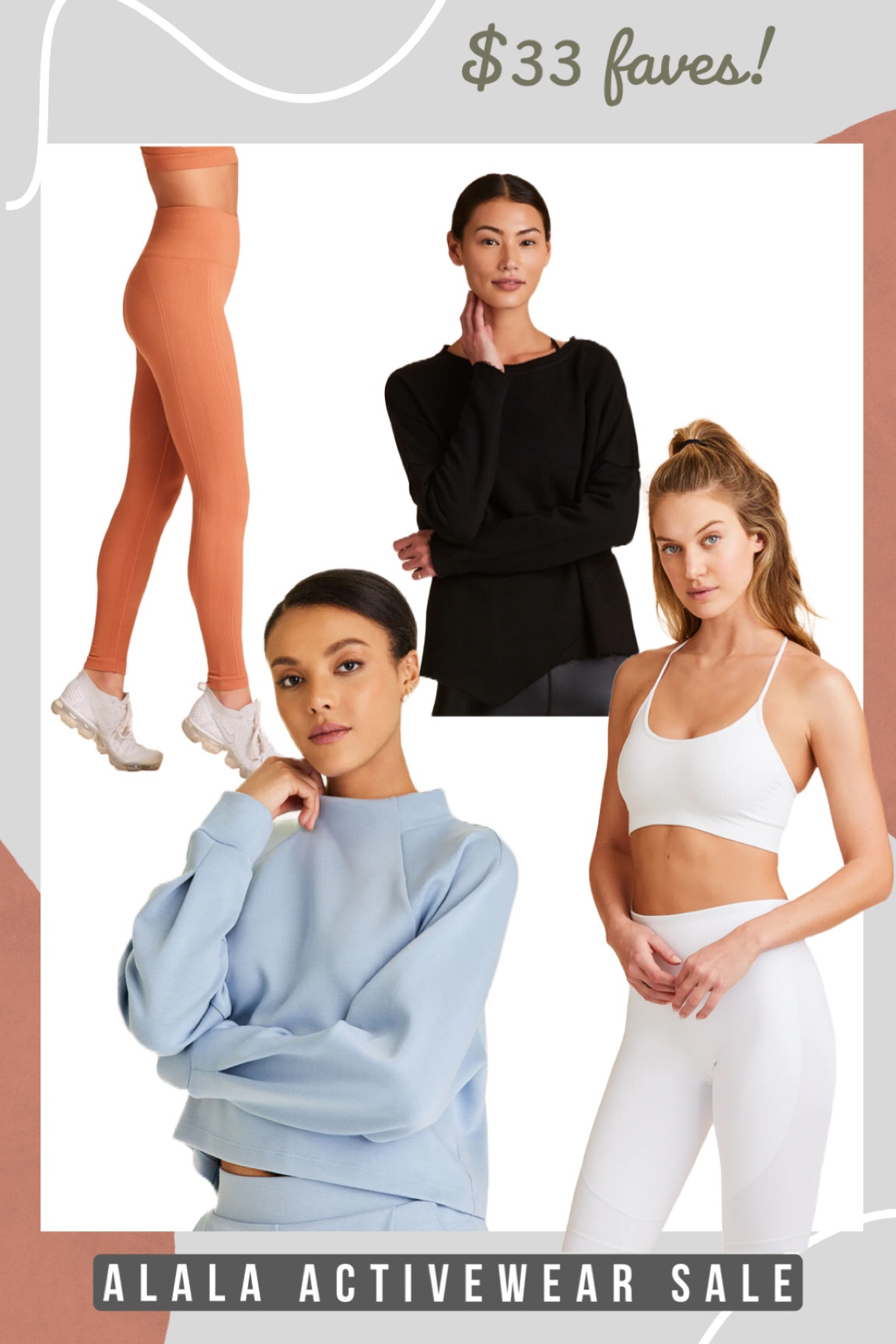 ALALA is having their huge sale through Dec 3. These items pictured here are just $33, plus they have a large selection online to look through that are also a part of the sale. That is a giant savings! I love the brand of Alala because their clothes are all amazingly soft and very luxurious. They fit true to size. Now is the time to stock up on high-quality luxury activewear. 

#LTKfindsunder50 #LTKsalealert #LTKfitness