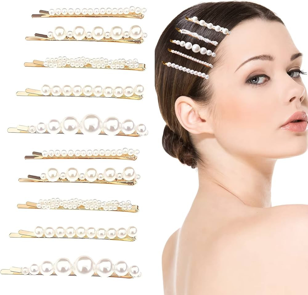 10PCS Pearl Hair Clips, Elegant Pearl Bobby Pins, French Pearl Hair Pins, Decorative Hair Accesso... | Amazon (US)