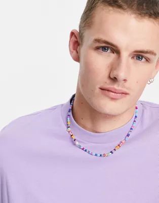 ASOS DESIGN necklace with multicolor beads | ASOS (Global)