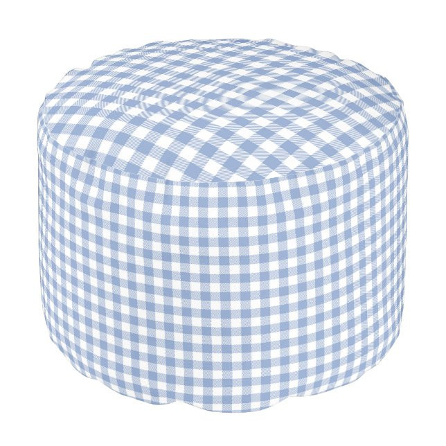 Checked Blue Gingham Pouf | Zazzle
