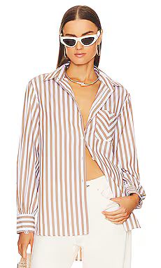 Rag & Bone Maxine Button Down Shirt in Brown Stripe from Revolve.com | Revolve Clothing (Global)
