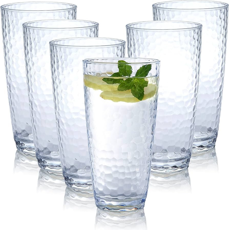 Kurala Unbreakable Plastic Tumbler Cups, Set of 6, Large Water Tumbler Set, 25 oz Highball Drinki... | Amazon (US)