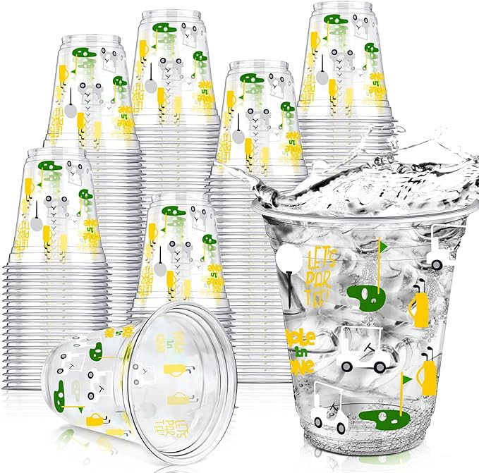 Qinyoung 50 Pcs Masters Golf Ball Party Supplies Bulk Clear Plastic Cups 12oz Disposable Let's Pa... | Amazon (US)