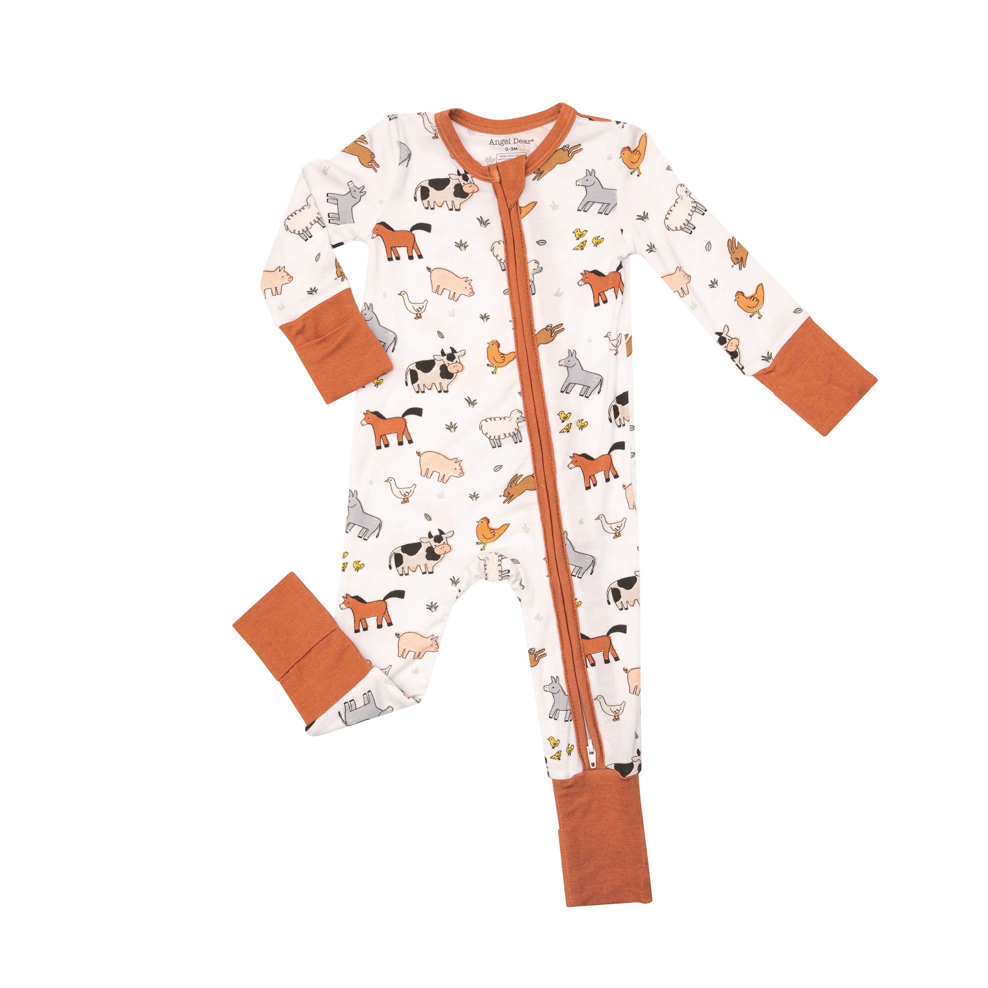 2-Way Zip Romper, Farmyard Babies | SpearmintLOVE