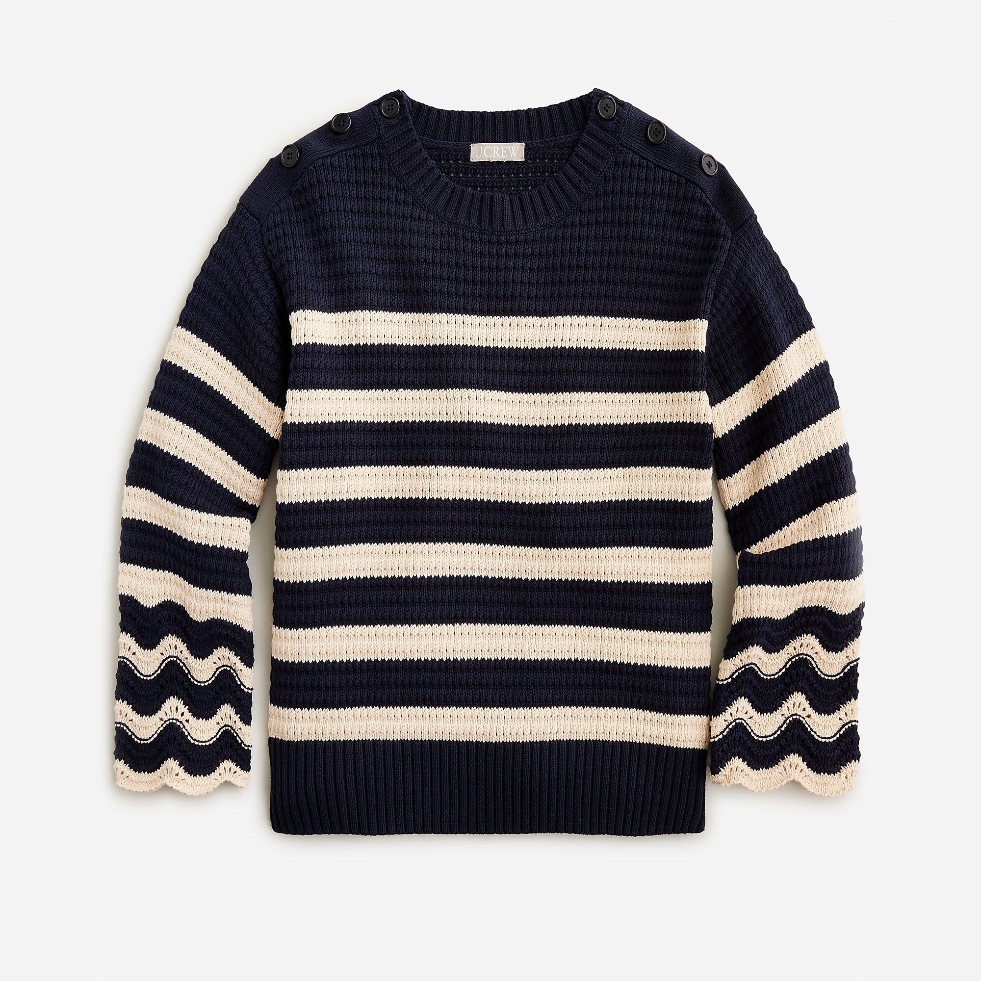 Textured crewneck pullover sweater in stripe | J.Crew US