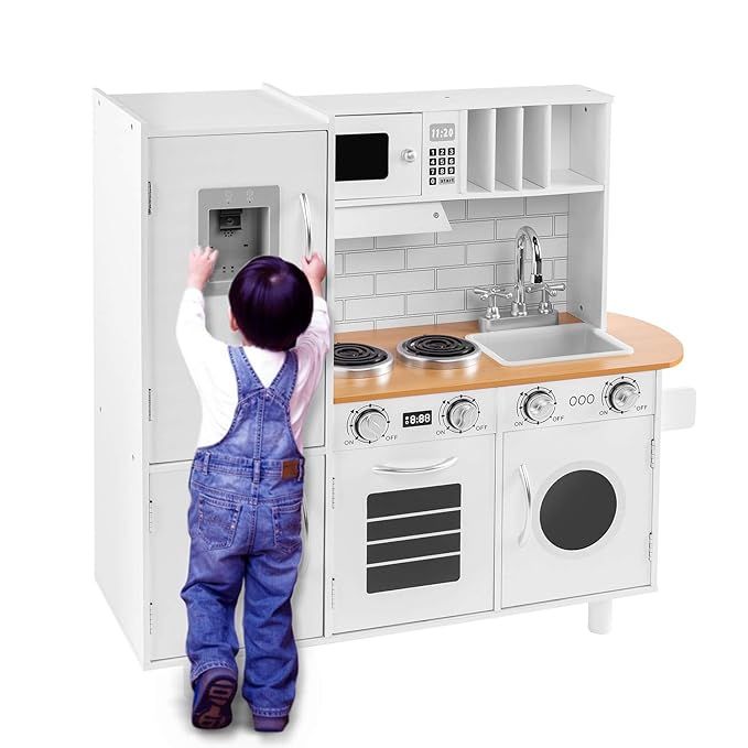 BAHOM Kids Play Kitchen Set for Toddlers, Chefs Pretend Toy Set with Sounds, Height Adjustable, W... | Amazon (US)
