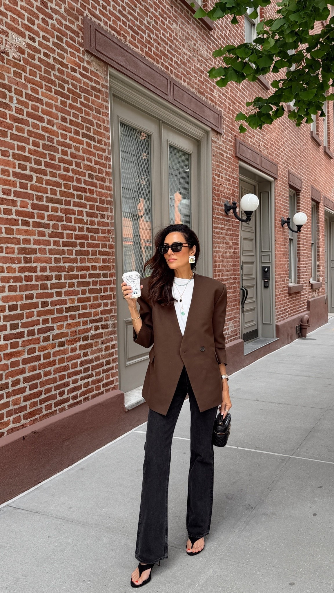 Today’s outfit for coffee and shopping in NYC! 🖤 
Blazer XS
Shirt XS
Denim 25, tts

#LTKOver40 #LTKSeasonal