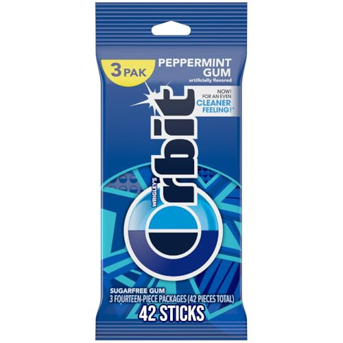 ORBIT Peppermint Sugarfree Chewing Gum, 3 Packs of 14-Pieces (42 Total Pieces) | Amazon (US)