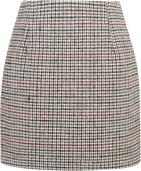 IDEALSANXUN Womens High Waist Plaid Skirt Bodycon Pencil Wool Mini Skirts | Amazon (US)