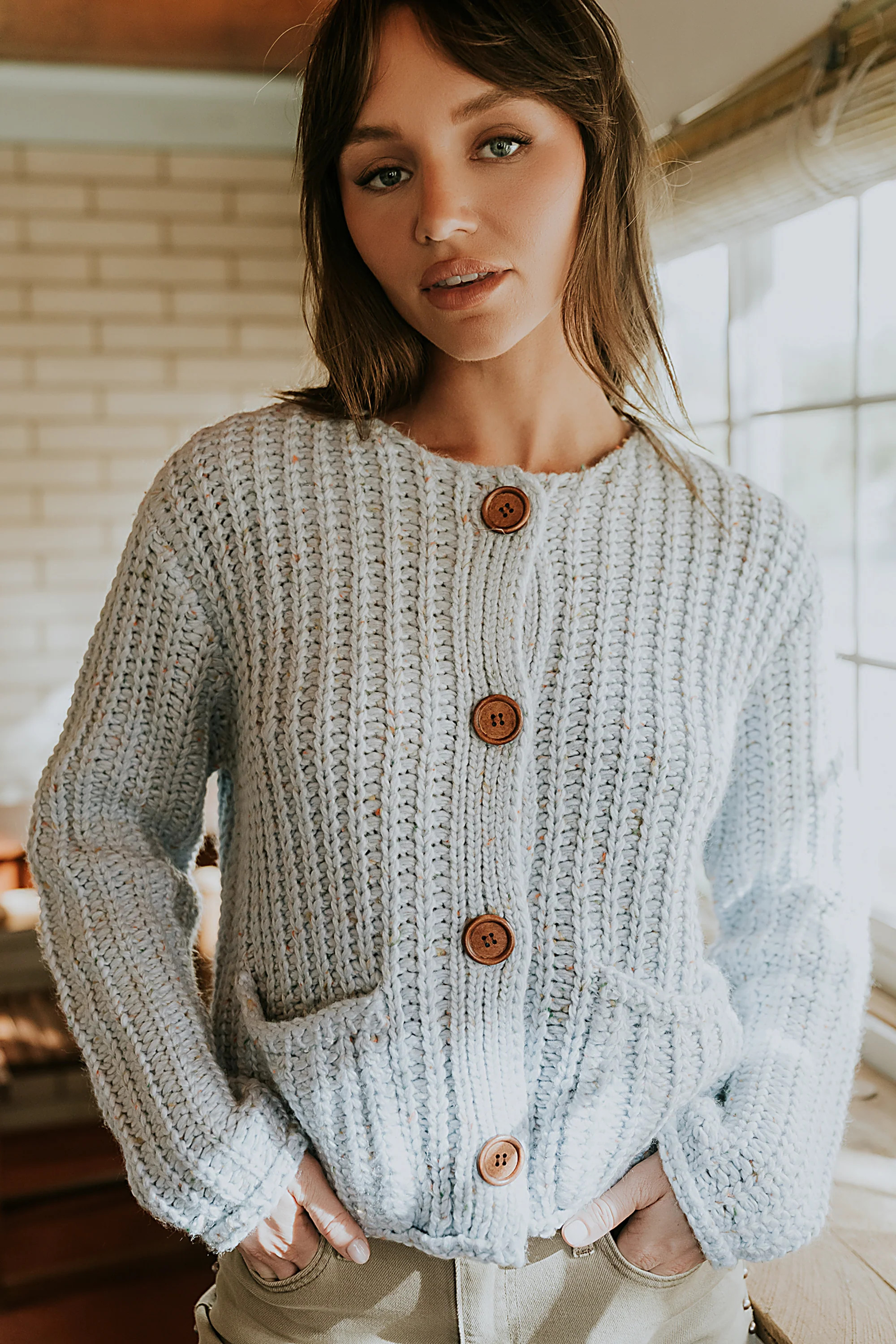 Holland Chunky Knit Cardigan in Blue | Böhme US