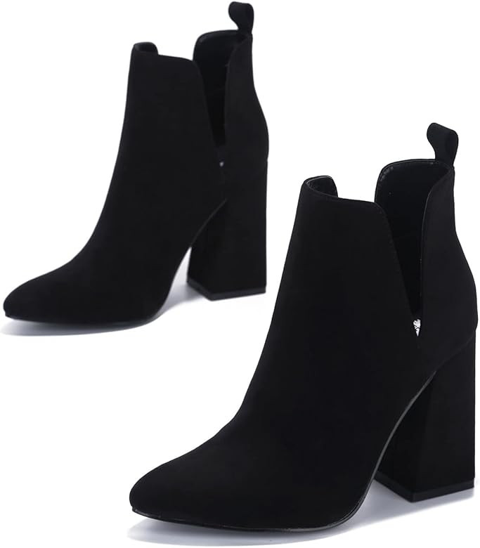 Cape Robbin Blythe Chelsea Ankle Boots Booties for Women, Chunky Block Heels for Women | Amazon (US)