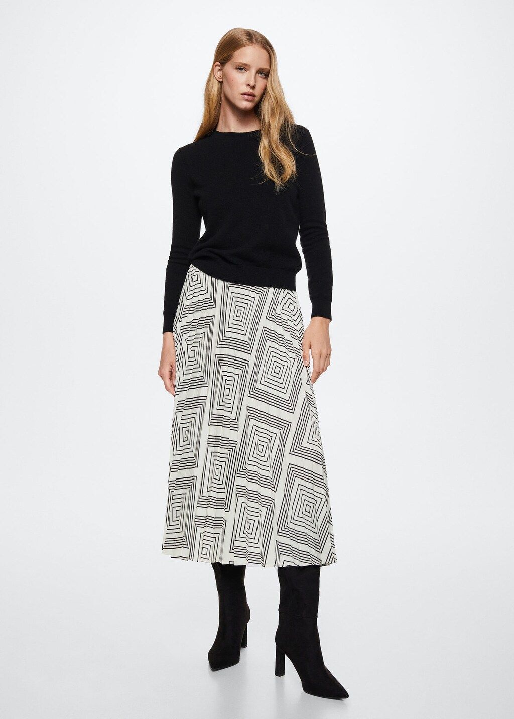 Geometric print pleated skirt -  Women | Mango USA | MANGO (US)