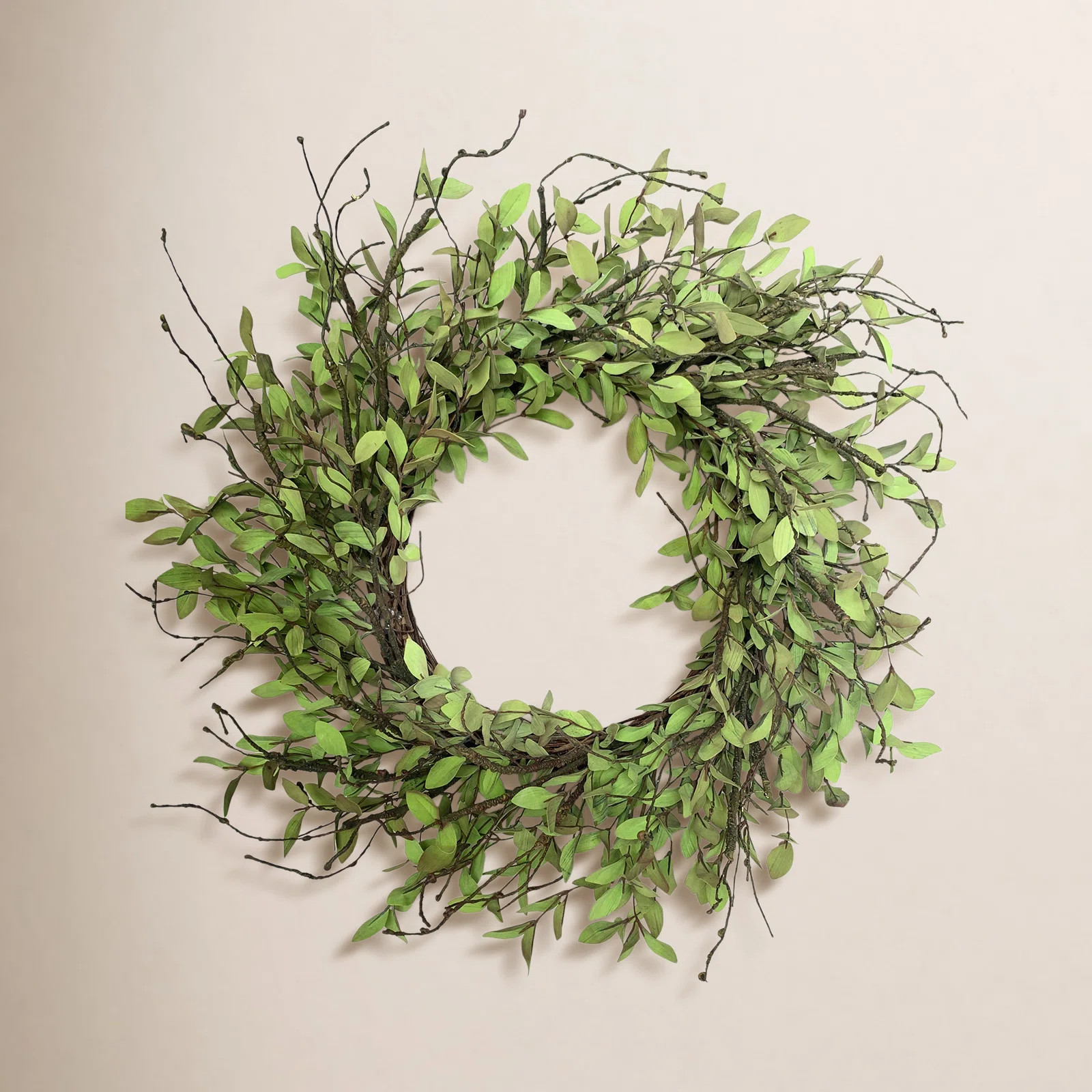 24" Handmade Spring Tea Leaf Front Door Wreath | Wayfair North America