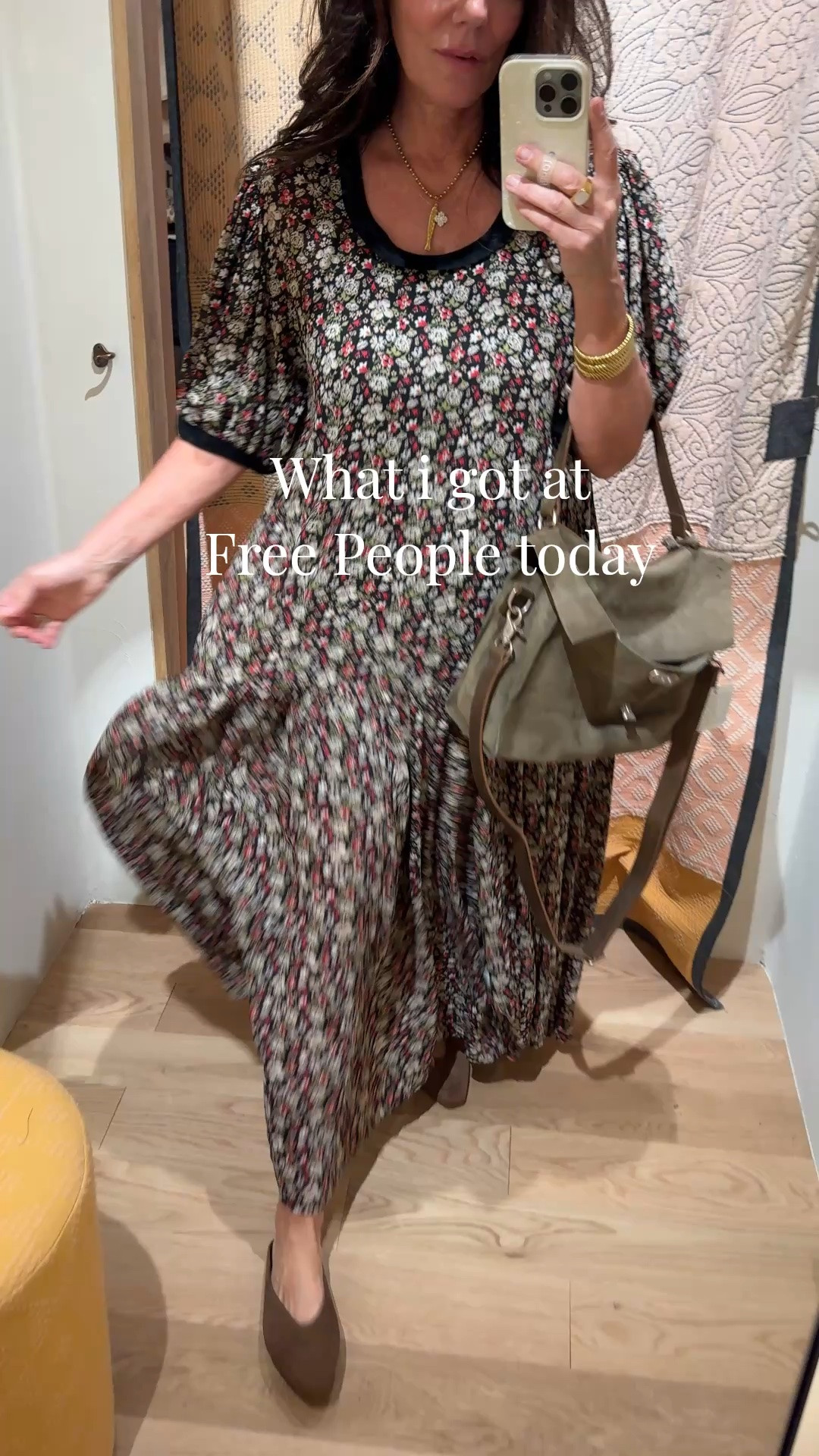 From my reel Sunday 10/5 
What I bought at free people 
Size 4 in skirt 
Small in dress and pants and everything else small