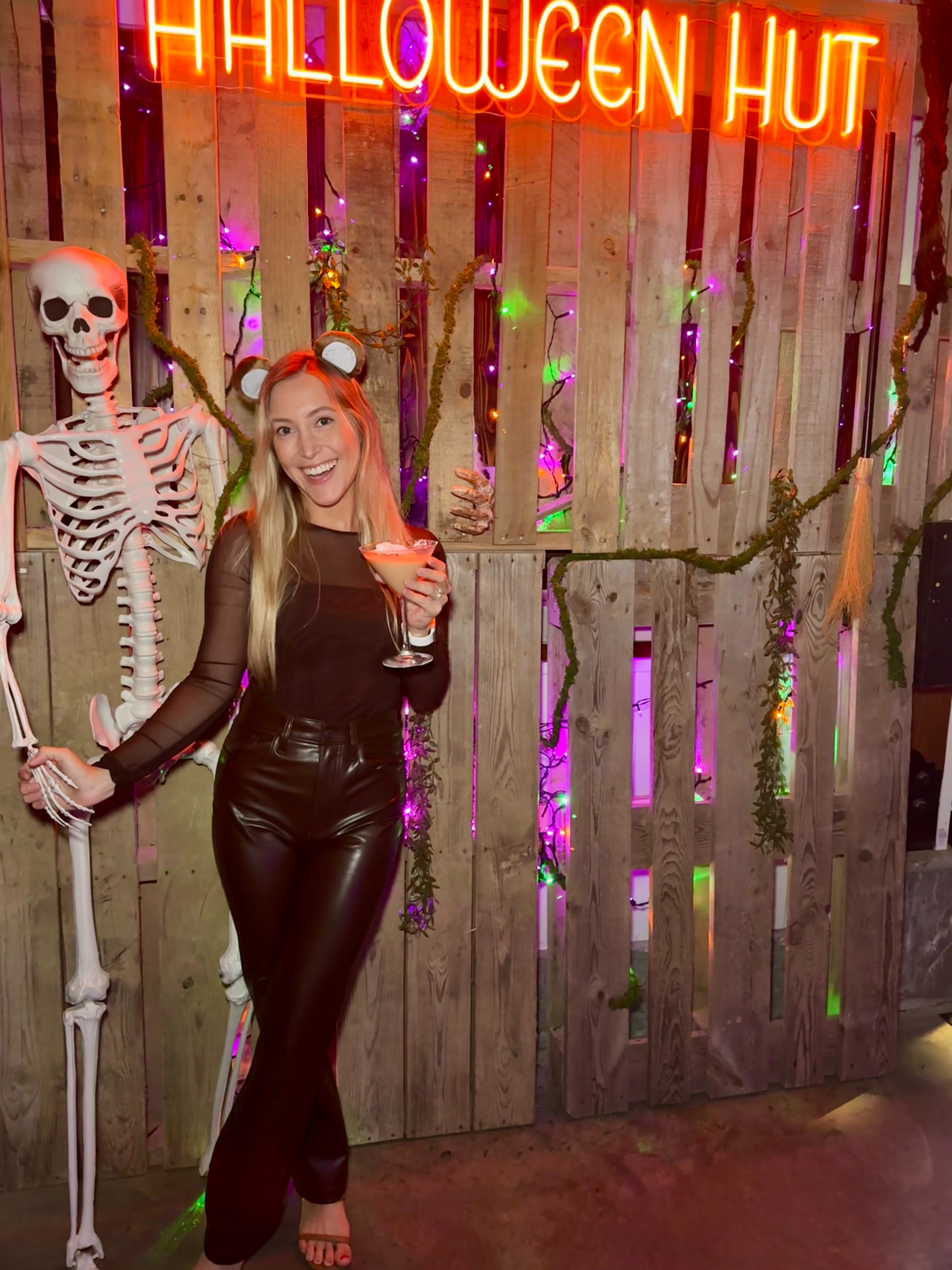 Nothing says fall quite like spooky themed cocktails and Halloween decor🕸️🍹 I checked out a local Halloween pop-up bar and had the best time. This entire look is from Abercrombie & Fitch and I’m obsessed with how versatile these faux leather pants are. You can easily dress them up for a night out or down for a casual fall day. Added a Halloween headband to make it festive without being a full costume. 🎃 

 #LTKHalloween #LTKSeasonal #LTKPetite