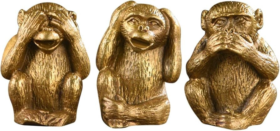 BRABUD Brass Statue Three Monkeys See No Speak No Hear No Evil Home Office Desk Decor Gift TQZDBS... | Amazon (US)