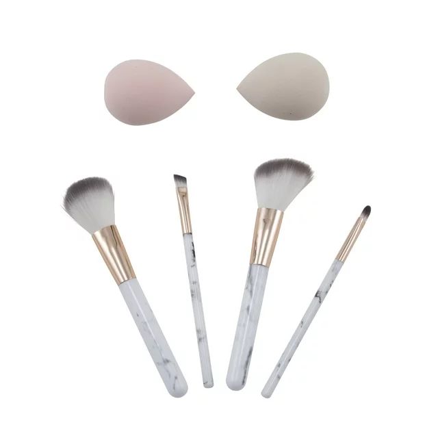 Candie Couture 9 Pc Set - 4 White Brushes, 2 Pink Sponges, 3 Piece Clear Plastic Organizer Set | Walmart (US)