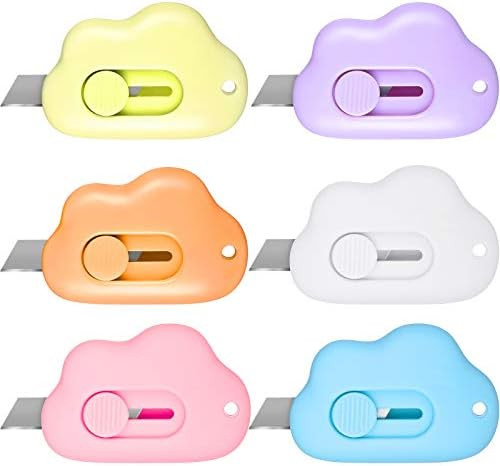 6 Pieces Mini Utility Knives Cloud Shaped Box Cutter Retractable Letter Opener Assorted Colors Cl... | Amazon (US)