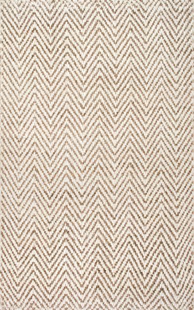 Off White Handwoven Jute Jagged Chevron Area Rug | Rugs USA