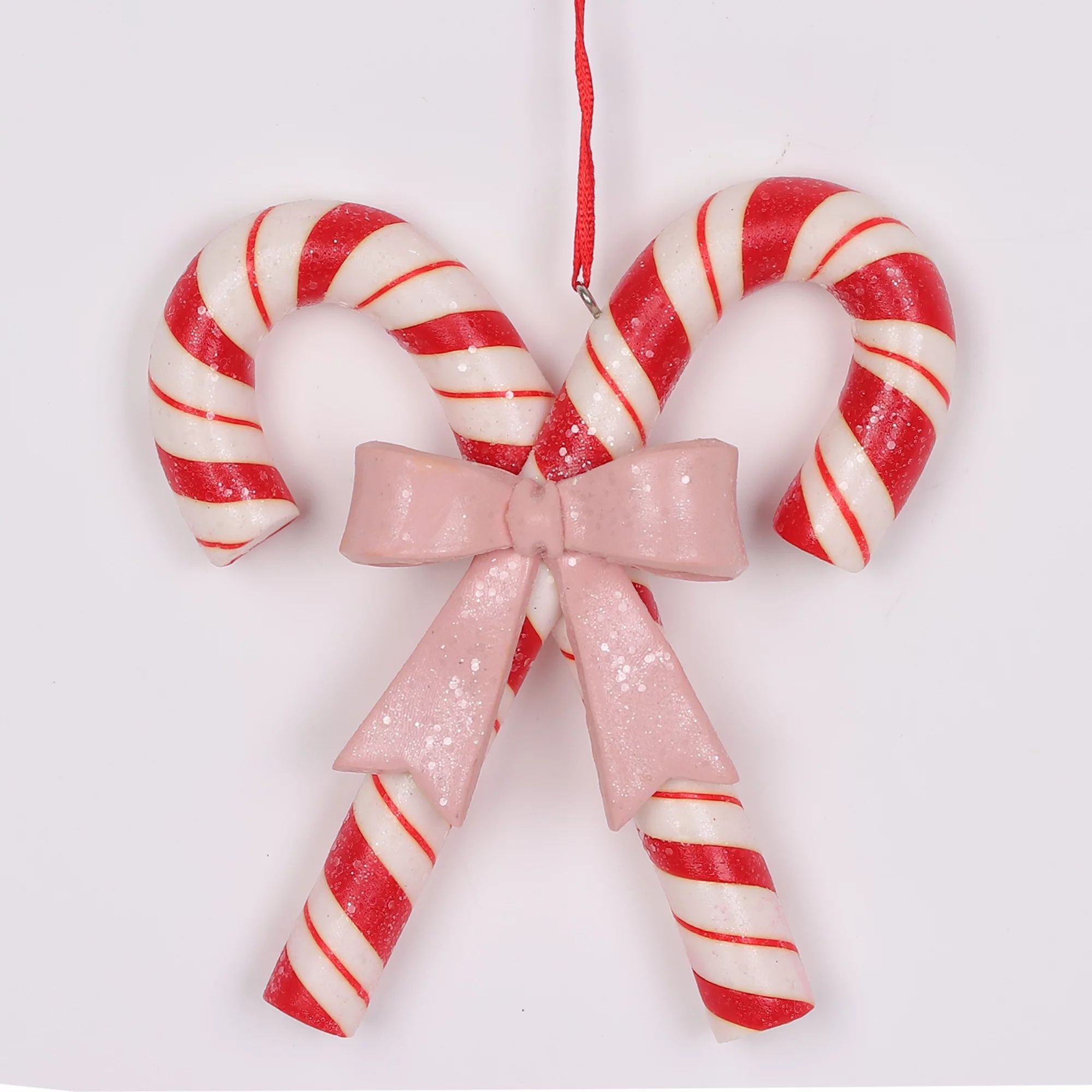 Clay Candy Cane Christmas Ornament, Red/White/Pink, 4.5", by Holiday Time | Walmart (US)
