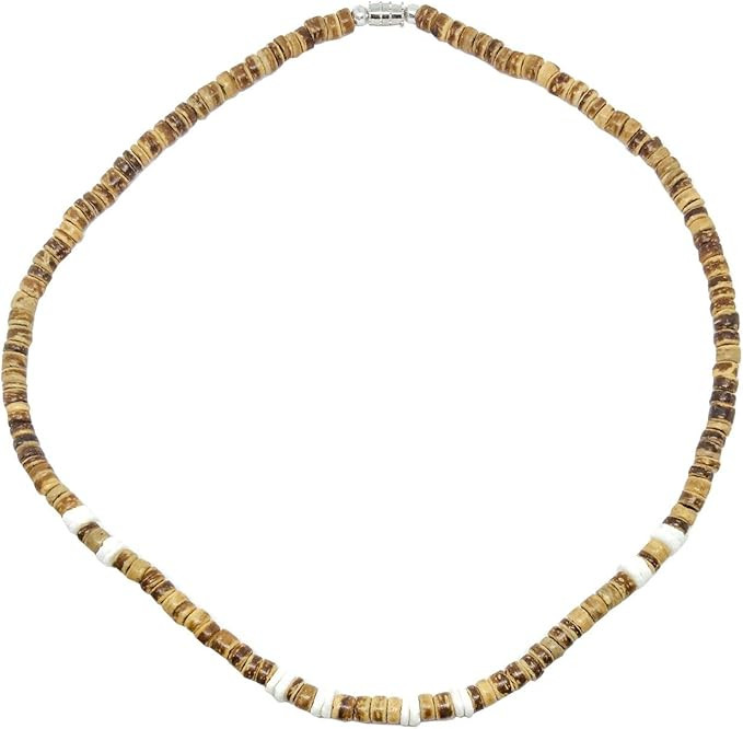 Hawaiian Jewelry 18" Tropical Jewelry Tan Coconut Bead and Puka Shell Necklace from Hawaii | Amazon (US)