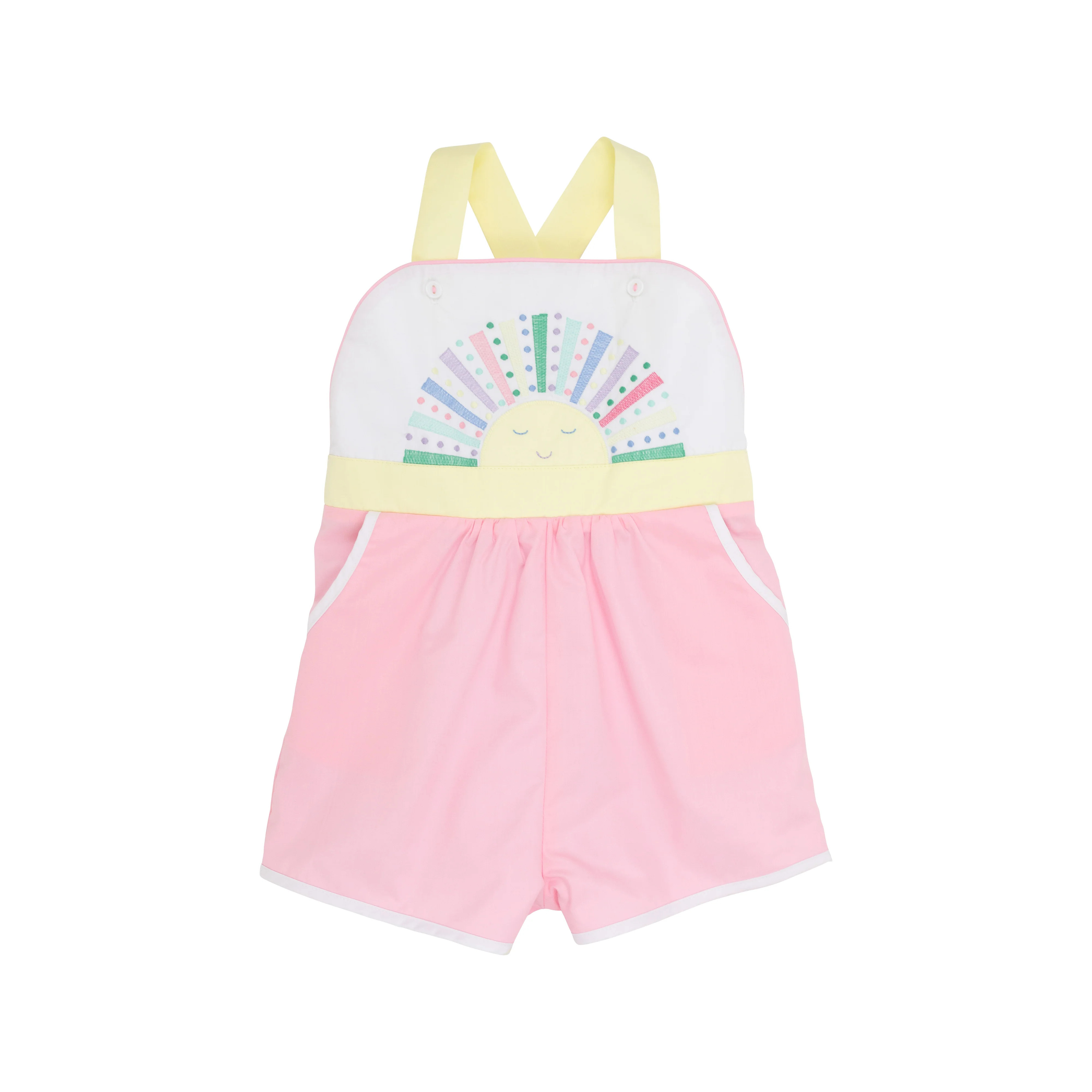 Ruthie Romper - Pier Party Pink with Sun Applique | The Beaufort Bonnet Company