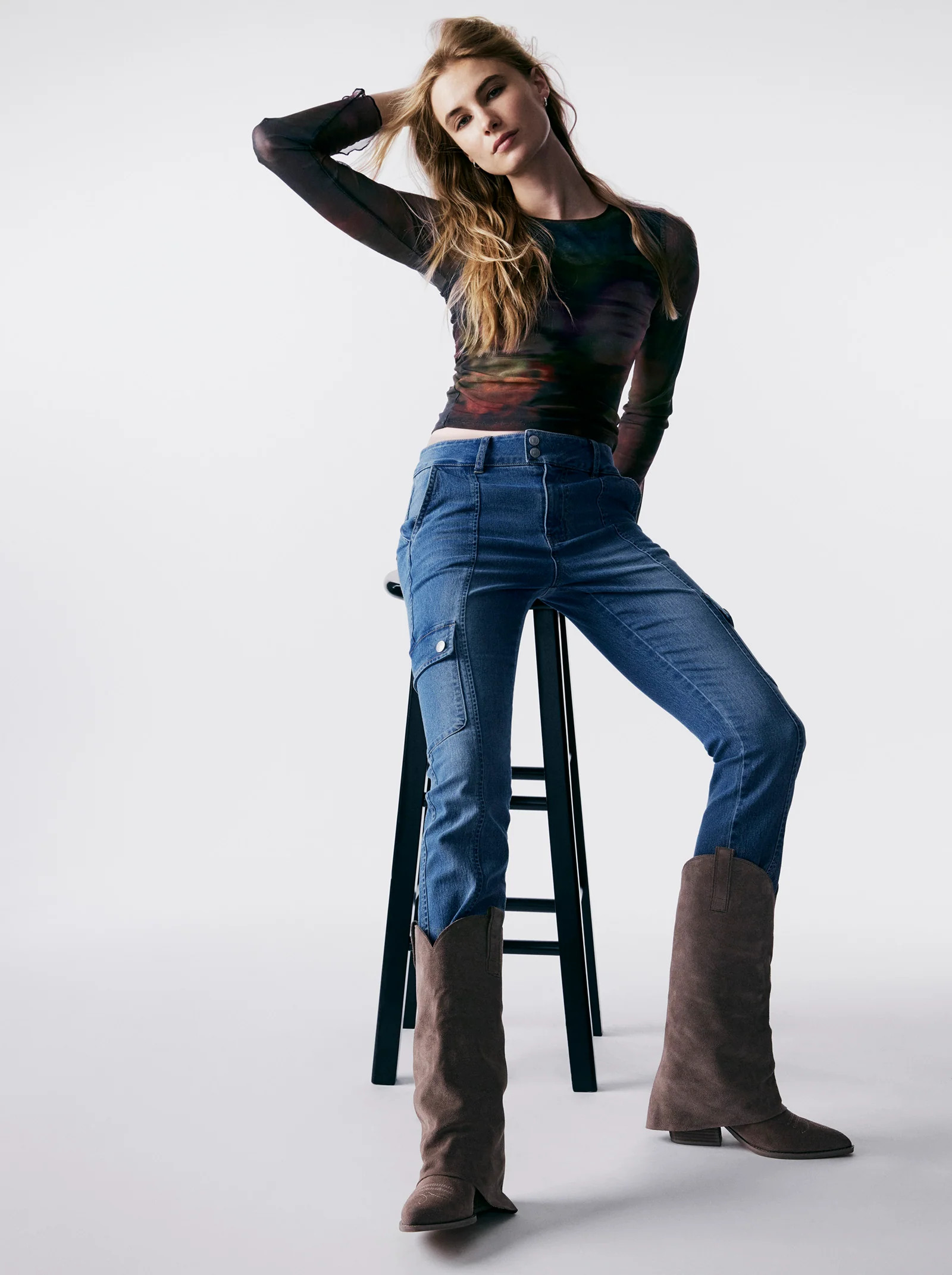 SORVINO Taupe Suede Knee-High Cowboy Boots | Women's Designer Boots | Steve Madden (Canada)