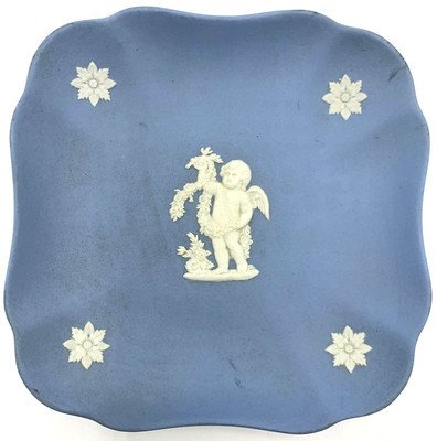 Wedgwood Jasperware Blue Cherub Trinket Dish Small Square Plate 4" | eBay US